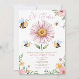 Oh Babee Mama to Bee Baby shower Roze Zonnebloemen Kaart