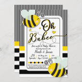 Oh BaBEE Modern Chic Gestreept Baby shower Kaart (Voorkant / Achterkant)