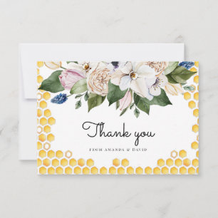 Oh Babee Waterverf Geel Floral Baby shower Bedankkaart