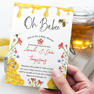 Oh Babee Yellow Bee Threatal Floral Baby shower Kaart