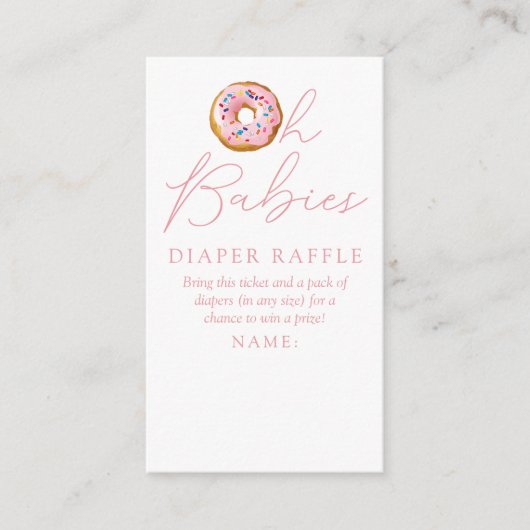 Oh Babies Donut Sprinkle Baby shower Diaper Raffle Informatiekaartje (Voorkant)