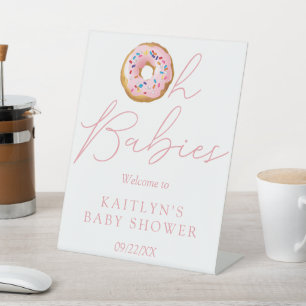 Oh Babies Donut Sprinkle Twin Baby shower Welkom Reclamebord Met Voetstuk