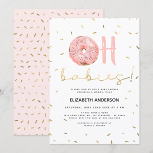 Oh Babies Donut & Sprinkles Gold Girl Baby shower Kaart
