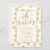 Oh Babies ! Gold Dots Twins Baby shower Invitation (Devant)