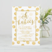 Oh Babies ! Gold Dots Twins Baby shower Invitation (Debout devant)