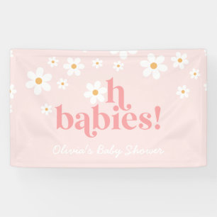 oh Babies! Retro madelief roze baby shower banner