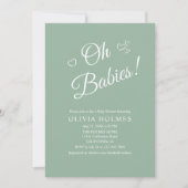 Oh Babies Sage Green Twin Baby Shower Invitation (Devant)