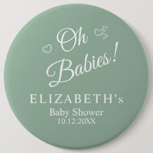 Oh Babies Salie Groene Tweeling Baby Shower Knop Ronde Button 6,0 Cm