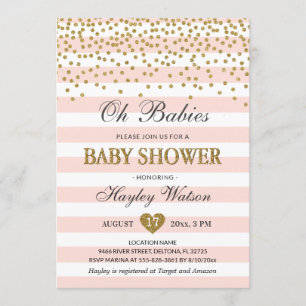 Oh Babies Tweeling Meisjes Roze Goud Baby Shower Kaart