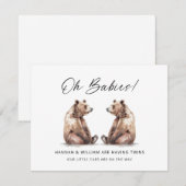 Oh Babies Twins Bear Cubs Pregnancy Announcement Kaart (Voorkant / Achterkant)