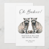 Oh Babies Twins On The Way Cute Twin Raccoons Kaart (Voorkant / Achterkant)