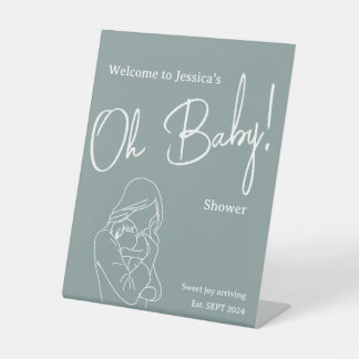 "Oh Baby!" 2024 baby shower Uitnodiging Reclamebord Met Voetstuk