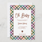 Oh Baby À damiers Baby shower Invitation (Devant)