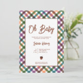 Oh Baby À damiers Baby shower Invitation (Debout devant)