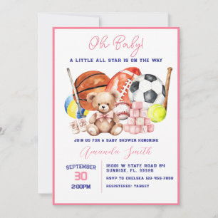 Oh Baby ALL STAR SPORT Baby Shower Uitnodiging