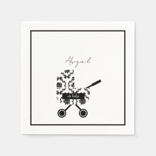 Oh Baby B/W Damask Pram Baby shower Napkins Servet