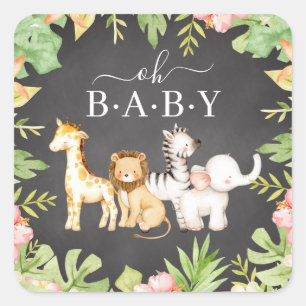 Oh Baby Baby shower 7" Bord Square Sticker