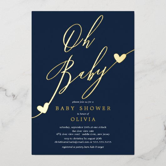 Oh Baby Baby shower Foil Invitation (Recto)