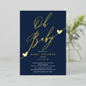 Oh Baby Baby shower Foil Invitation (Debout devant)