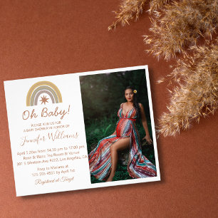 Oh baby, baby shower minimale fotouitnodiging flyer