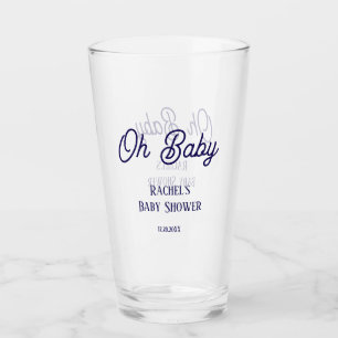 Oh Baby Baby shower Navy Blue Script Gift Favoriet Glas