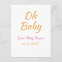 OH BABY BABY SHOWER ORANJE PURPER EENVOUDIG MINIMA