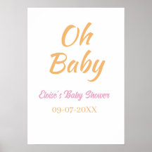 OH BABY BABY SHOWER ORANJE PURPER EENVOUDIG MINIMA