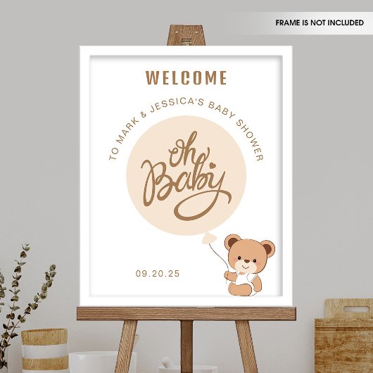 Oh Baby - Baby shower Welcome Poster - Ballons