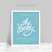 Oh Baby - Baby shower Welcome Poster - Bleu