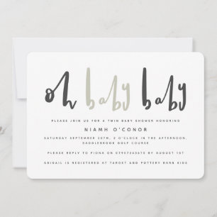 Oh baby baby twin baby shower uitnodiging
