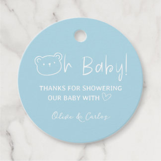 Oh Baby Beer en Hart Dank U Baby shower Bedankjes Labels