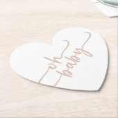 "Oh Baby" Beige Script Baby shower Kartonnen Onderzetters (Gekanteld)