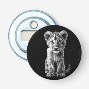 Oh Baby Big Cat Cub Grey Button Flesopener