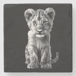Oh Baby Big Cat Cub Grey Stenen Onderzetter