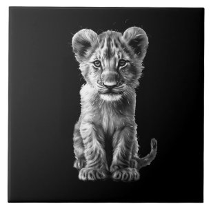 Oh Baby Big Cat Cub Grey Tegeltje