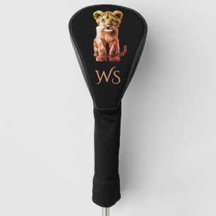 Oh Baby Big Cat Cub Zwart Monogram Golfheadcover