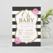 Oh Baby Black and Gold Baby shower Invitation (Debout devant)