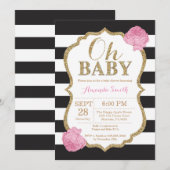 Oh Baby Black and Gold Baby shower Invitation (Devant / Derrière)