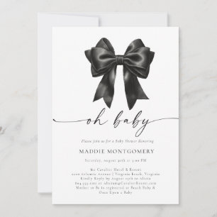 Oh Baby Black Coquette Bow Baby shower Invitation