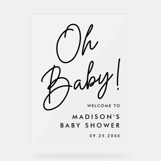 Oh Baby Black Script Baby shower Welcome Frosted (Recto)