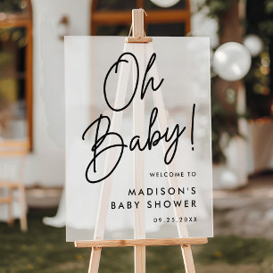 Oh Baby Black Script Baby shower Welcome Frosted