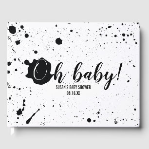Oh Baby Black + White Splatter Unisex Baby shower Gastenboek