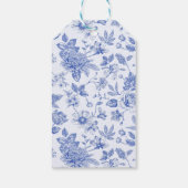 Oh baby blauw toile de jouy sketch baby shower cadeaulabel (Achterkant)
