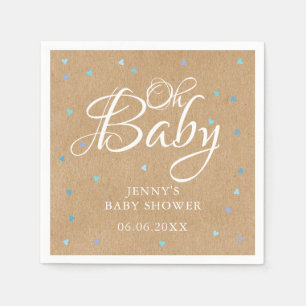 Oh Baby Blauwe Liefde Harten Baby shower / Sprinkl Servet
