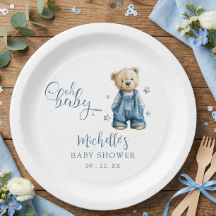 Oh Baby Blauwe Spijkerbroek Baby Denim Baby Shower Papieren Bordje