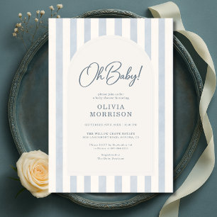 Oh Baby Blauwe Strepen Baby Shower Kaart