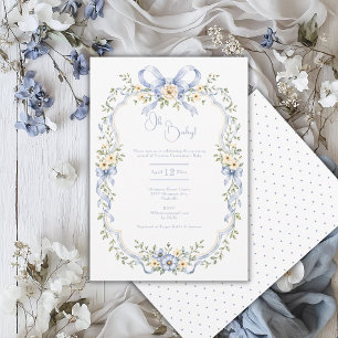 Oh Baby Blue Bloemstuk Vintage Baby Shower Kaart