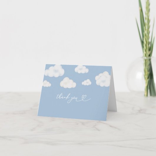 Oh Baby Blue Cloud Baby shower Dank je kaart (Voorkant)