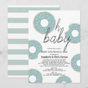 Oh Baby Blue Donut Boy Baby shower per post Kaart