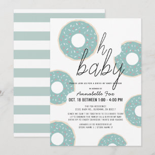 Oh Baby Blue Donut Boy Drive-by Baby shower Kaart